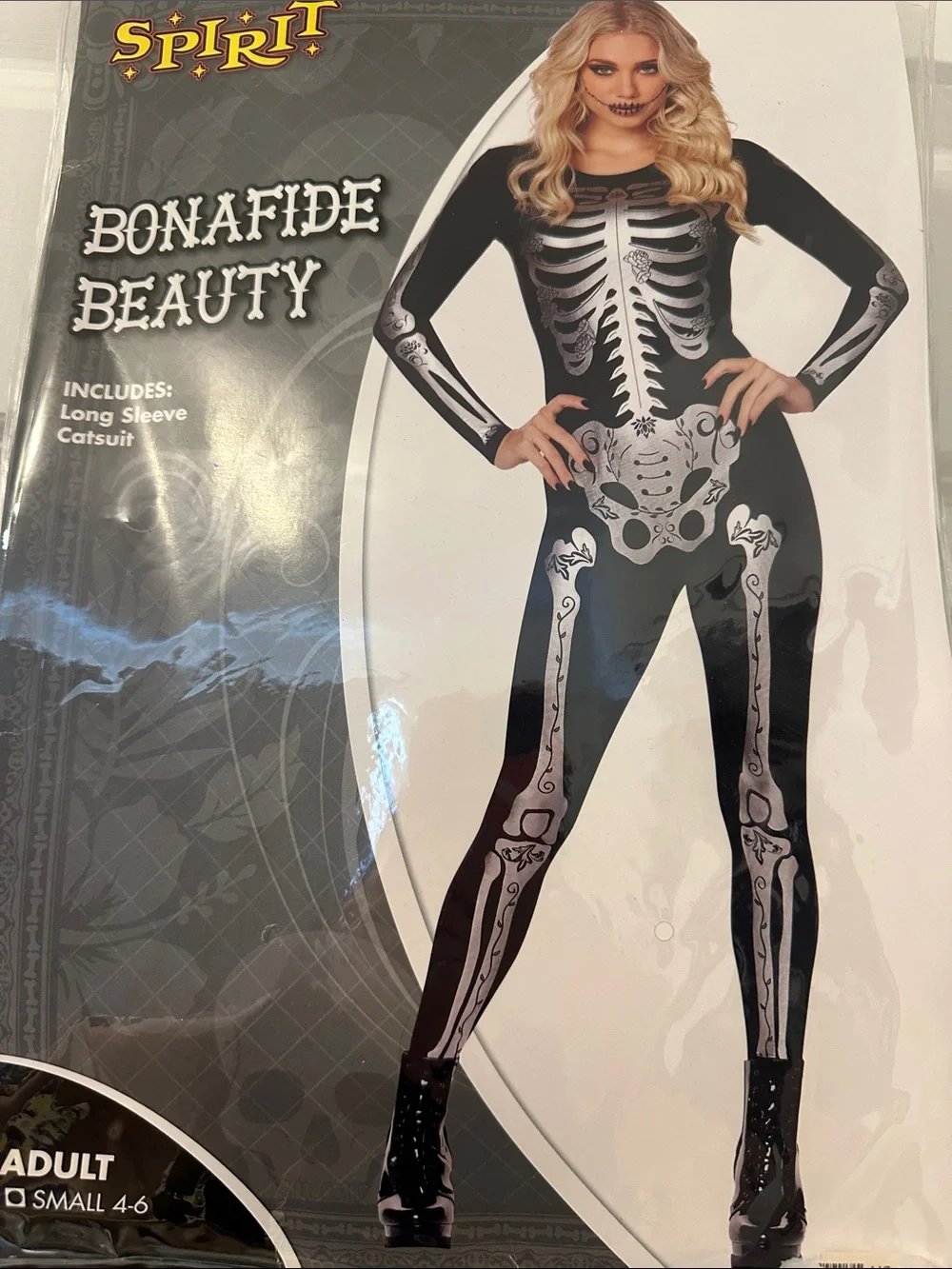 Spirit Bonafide Beauty Black and White Skeleton Jumpsuit - Adult